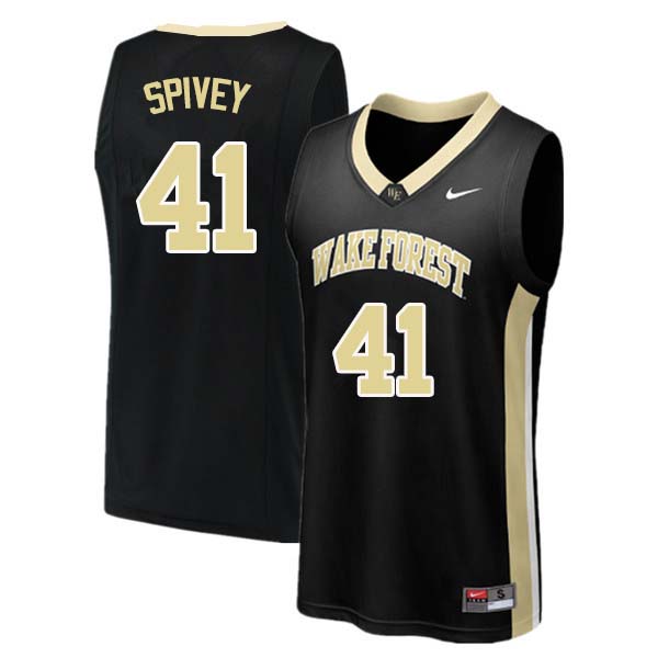 Men #41 Aaron Spivey Wake Forest Demon Deacons College Basketball Jerseys Sale-Black